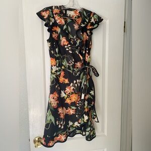 Anthropologie Black Floral Midi Dress by Hi There Karen Walker